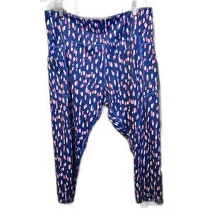 ZYIA Active Women's Printed Capri Leggings - Blue Pink & White